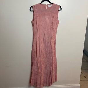 Red and white striped midi dress